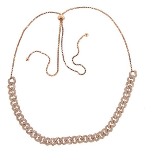 Link Chain Choker With Crystal Pave - Picture 3 of 6